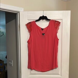 Torrid Coral Lace Accent Blouse